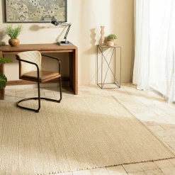 Tapis rectangulaire 200 x 290 cm jute et coton couleur sable