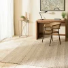 Tapis rectangulaire 160 x 230 cm jute et coton beige / noir