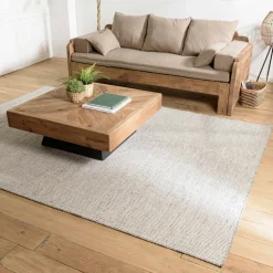 Tapis rectangulaire 200 x 290 cm laine tissée gris chiné