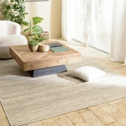 Tapis rectangulaire 200 x 290 cm laine tissée kaki chiné