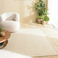 Tapis rectangulaire 200 x 290 coton recyclé ivoire