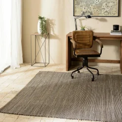 Tapis rectangulaire 160 x 230 cm jute et coton marron / noir