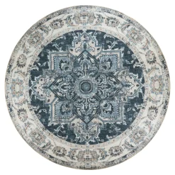 Tapis rond bleu style vintage ø200 cm FEZ