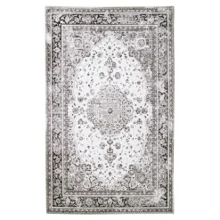 Tapis vintage noir et blanc à motifs traditionnels 200x300 cm FEZ