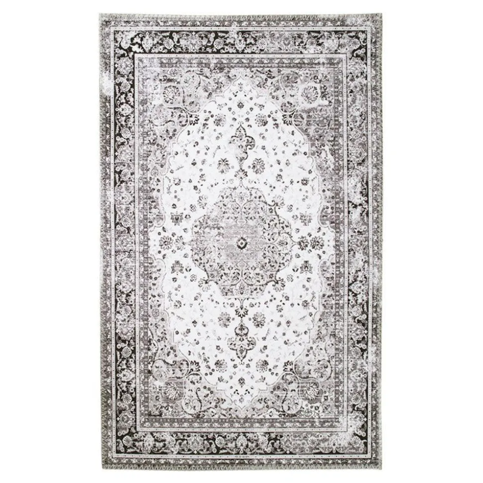 Tapis vintage noir et blanc à motifs traditionnels 200x300 cm FEZ