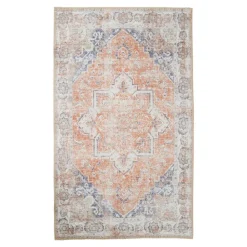 Tapis vintage orange et bleu à motifs traditionnels 200x300 cm FEZ