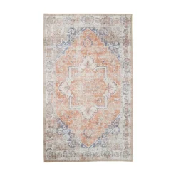 Tapis vintage orange et bleu à motifs traditionnels 160x230 cm FEZ