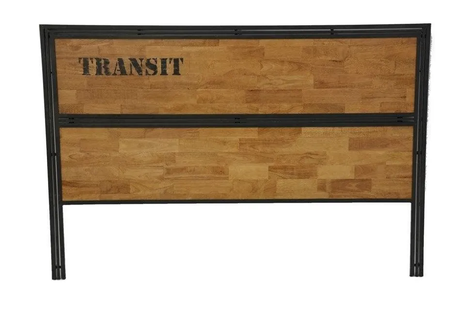 Tête de lit hévéa recyclé naturel et métal noirci 180X120cm DOCKER