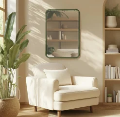 Vaisselier bois clair et contour vert BAGAN