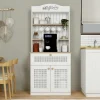 Vaisselier de cuisine blanc, cannage & niche café VAREN