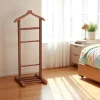 Valet de chambre bois brun avec plateau vide-poches SITIA