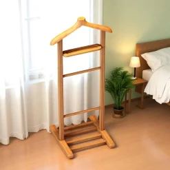 Valet de chambre bois clair avec plateau vide-poches SITIA
