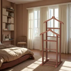Valet de chambre bois clair avec plateau vide-poches SITIA