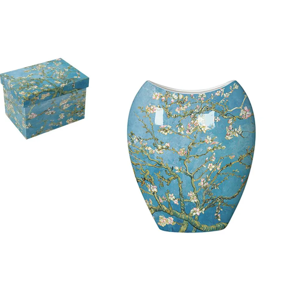 Vase bleu Amandier en fleurs Van Gogh H25 cm