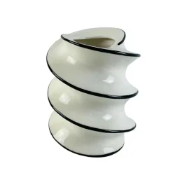 Vase spirale blanc et noir H18,5 cm