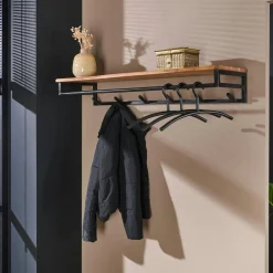 Vestiaire d’entrée effet bois & métal cuivré L70 cm HELSINKI