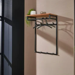 Vestiaire d’entrée effet bois & métal cuivré L70 cm HELSINKI